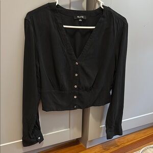 Black V-Neck Button-Up Women's Top by Madewell